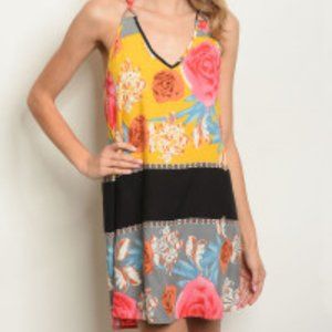 Women's Halter open back floral Shift Dress NEW